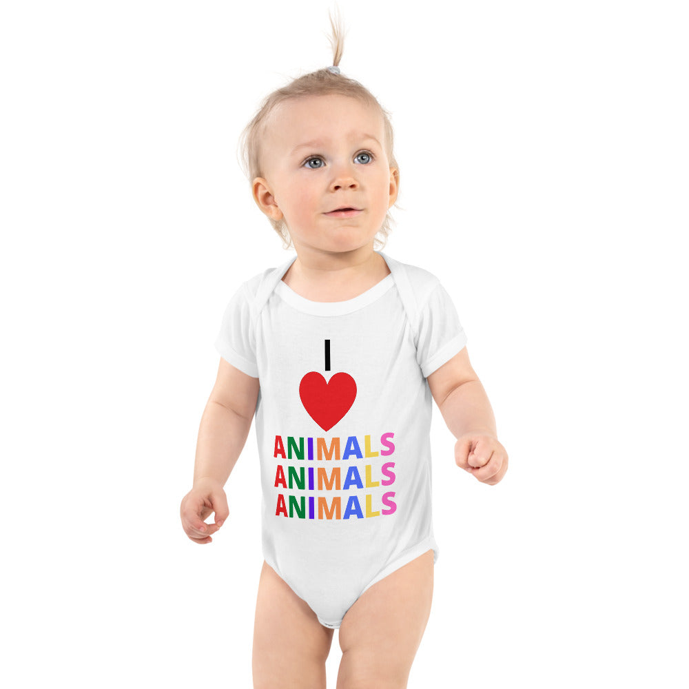 Buy white I LOVE ANIMALS Baby Bodysuit