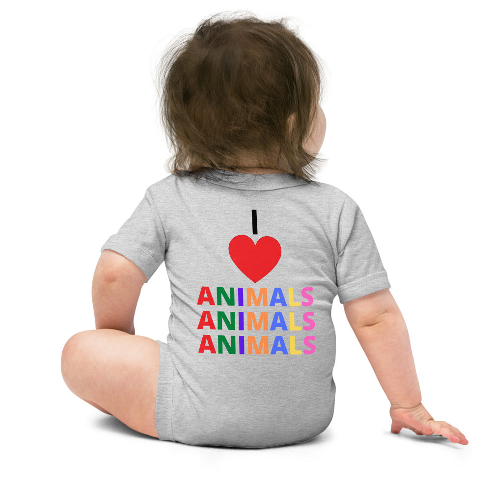 I LOVE ANIMALS Baby Short Sleeve 100% COTTON One Piece