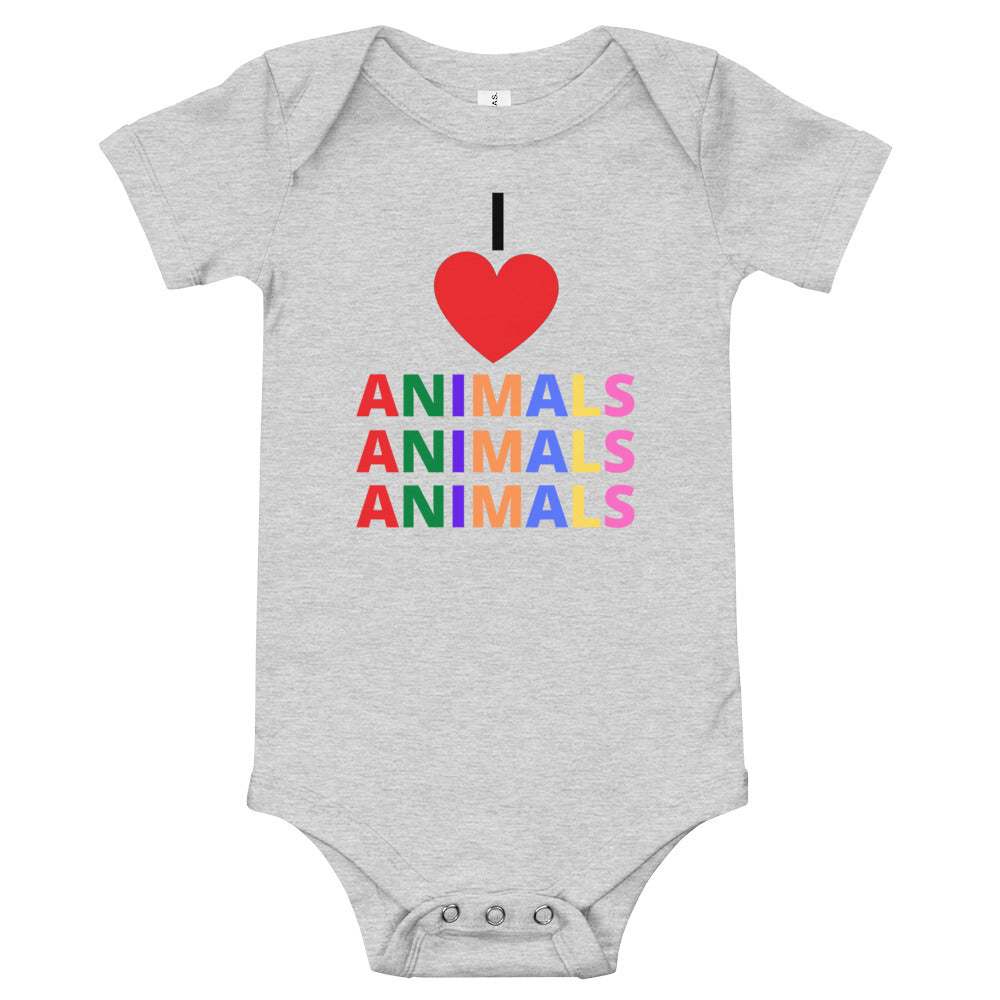 I LOVE ANIMALS Baby Short Sleeve 100% COTTON One Piece