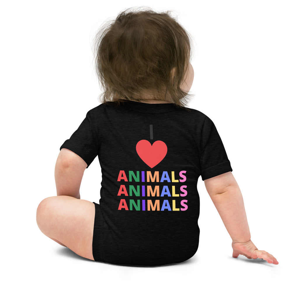 I LOVE ANIMALS Baby Short Sleeve 100% COTTON One Piece - 0