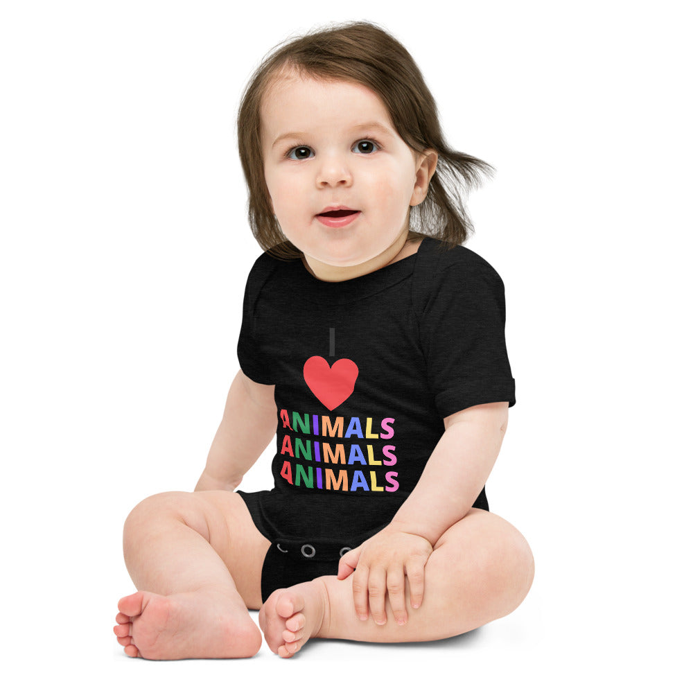 I LOVE ANIMALS Baby Short Sleeve 100% COTTON One Piece