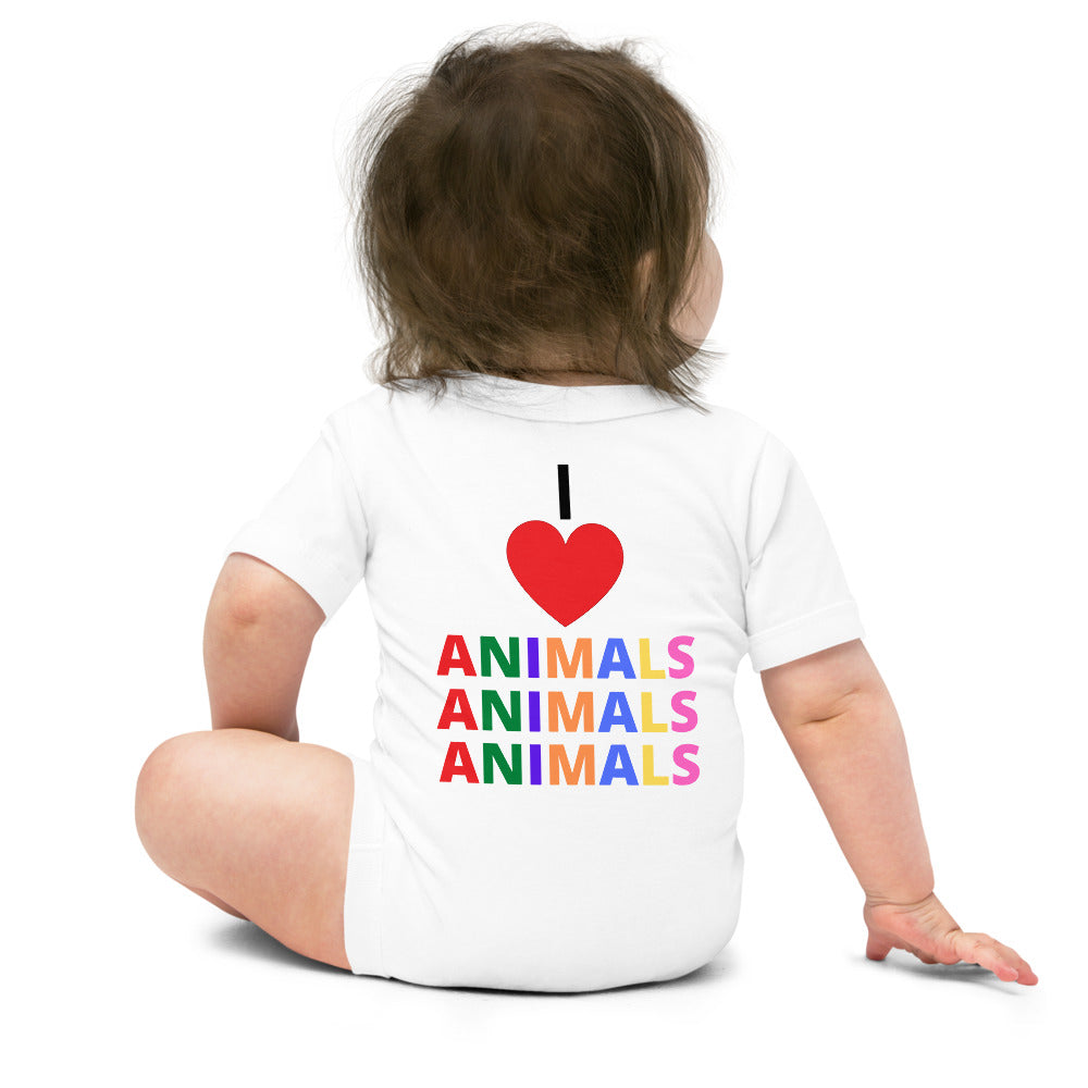 I LOVE ANIMALS Baby Short Sleeve 100% COTTON One Piece