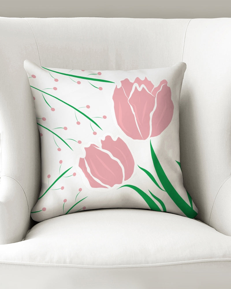 Peach Tulip Vine 16x16 Throw Pillow Case - 0