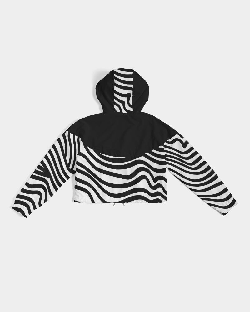 Zebra Print Ladies Cropped Windbreaker