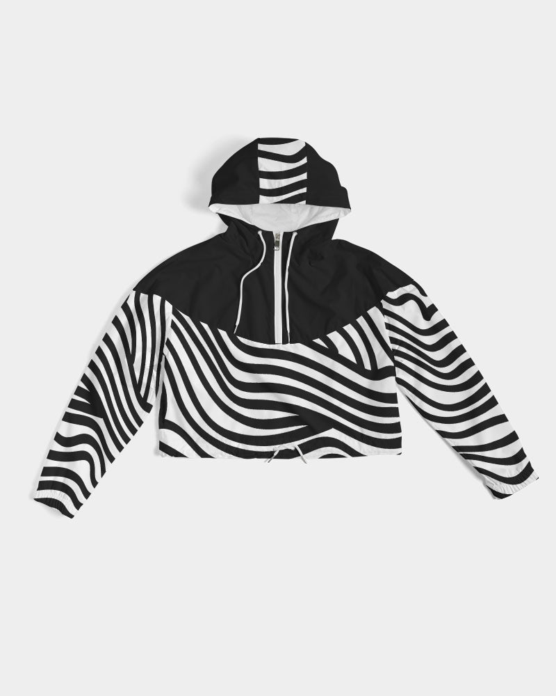 Zebra Print Ladies Cropped Windbreaker