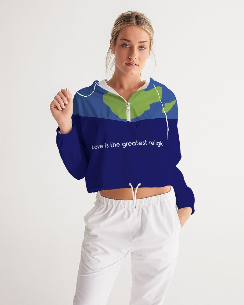 Love Is The Greatest Religion Ladies Cropped Windbreaker