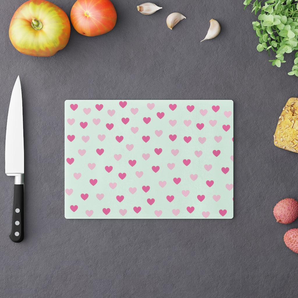 Pink Hearts Cutting Board