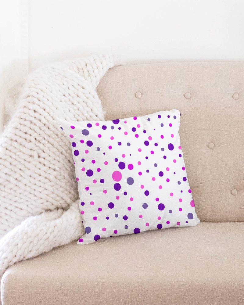 Pink and Purple Dot World 16x16 Throw Pillow Case