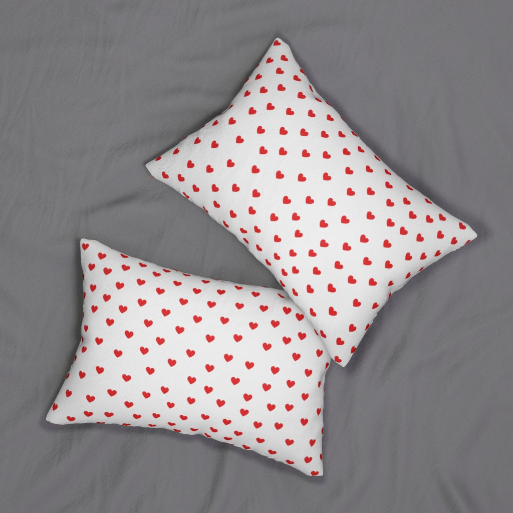 Red Hearts Spun Polyester Lumbar Pillow