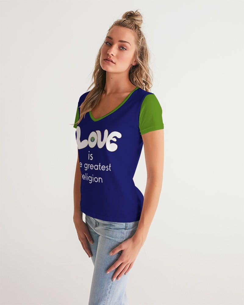 Love Is The Greatest Religion Ladies V-Neck Tee