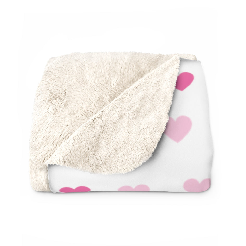 Pink Hearts Sherpa Fleece Blanket