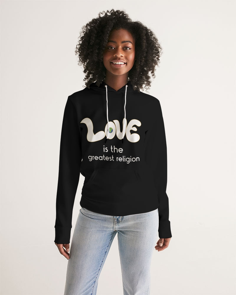 Love Is The Greatest Religion Ladies Hoodie (QR CODE ON BACK FOR BRAND SUPPORTERS)