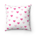 Pink Hearts Faux Suede Square Pillow