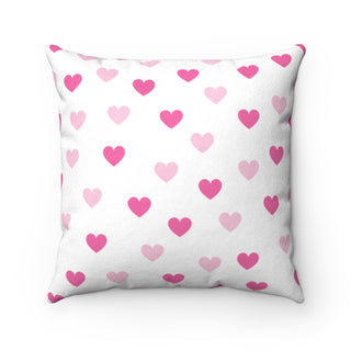 Pink Hearts Faux Suede Square Pillow
