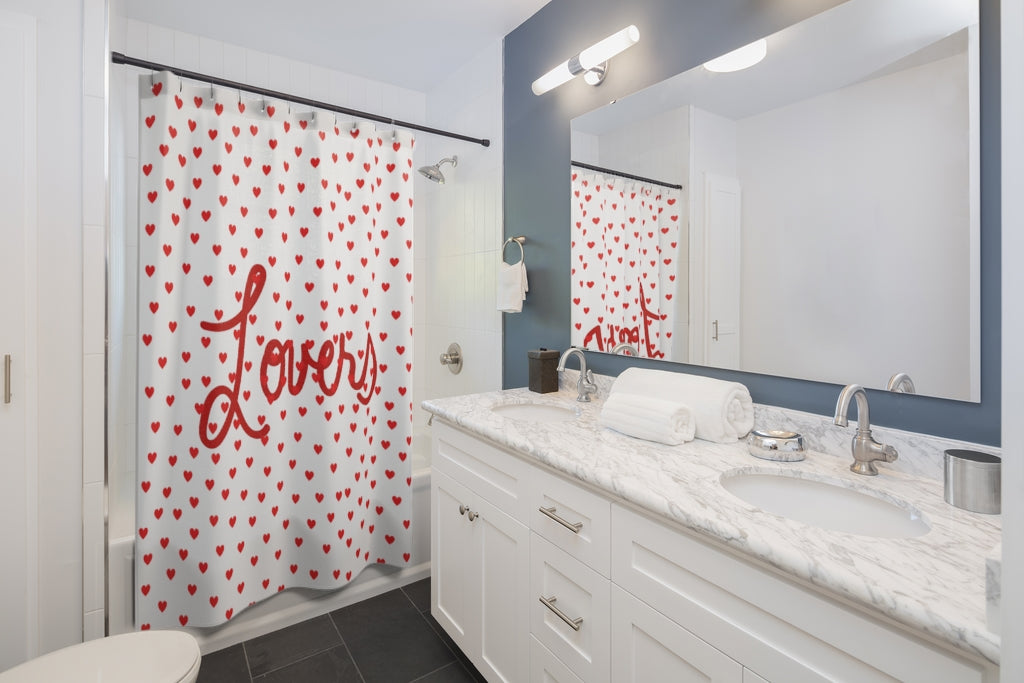 Valentine's Red Hearts Lovers Shower Curtains - 0