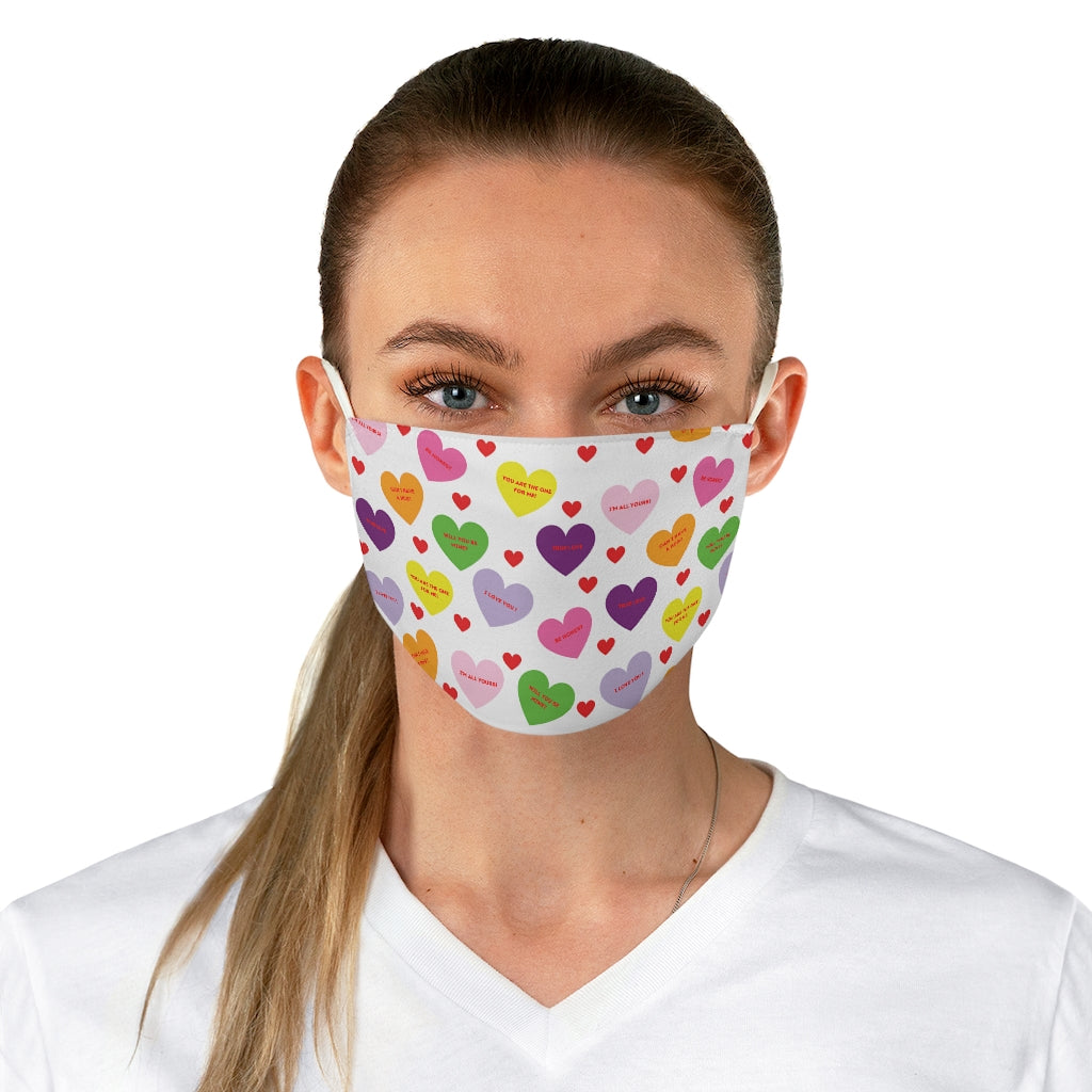 Valentine's Sweet Tart Hearts White Fabric Face Mask