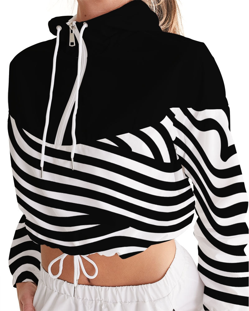 Zebra Print Ladies Cropped Windbreaker