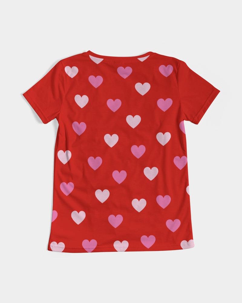 Pink Hearts Ladies V-Neck Tee