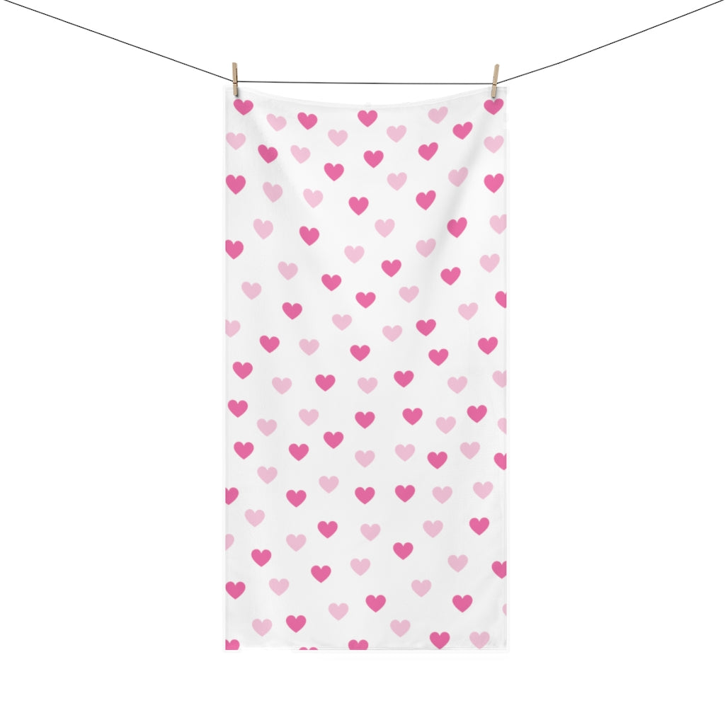 Pink Hearts Large Premium Towel