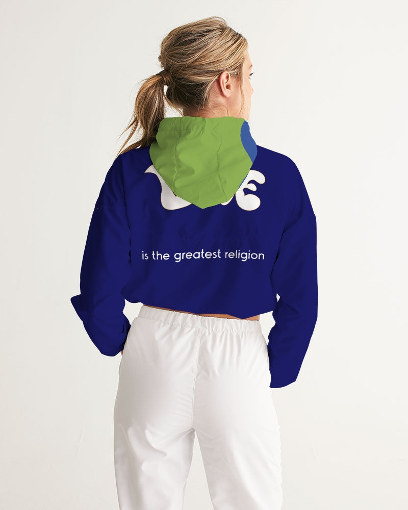 Love Is The Greatest Religion Ladies Cropped Windbreaker