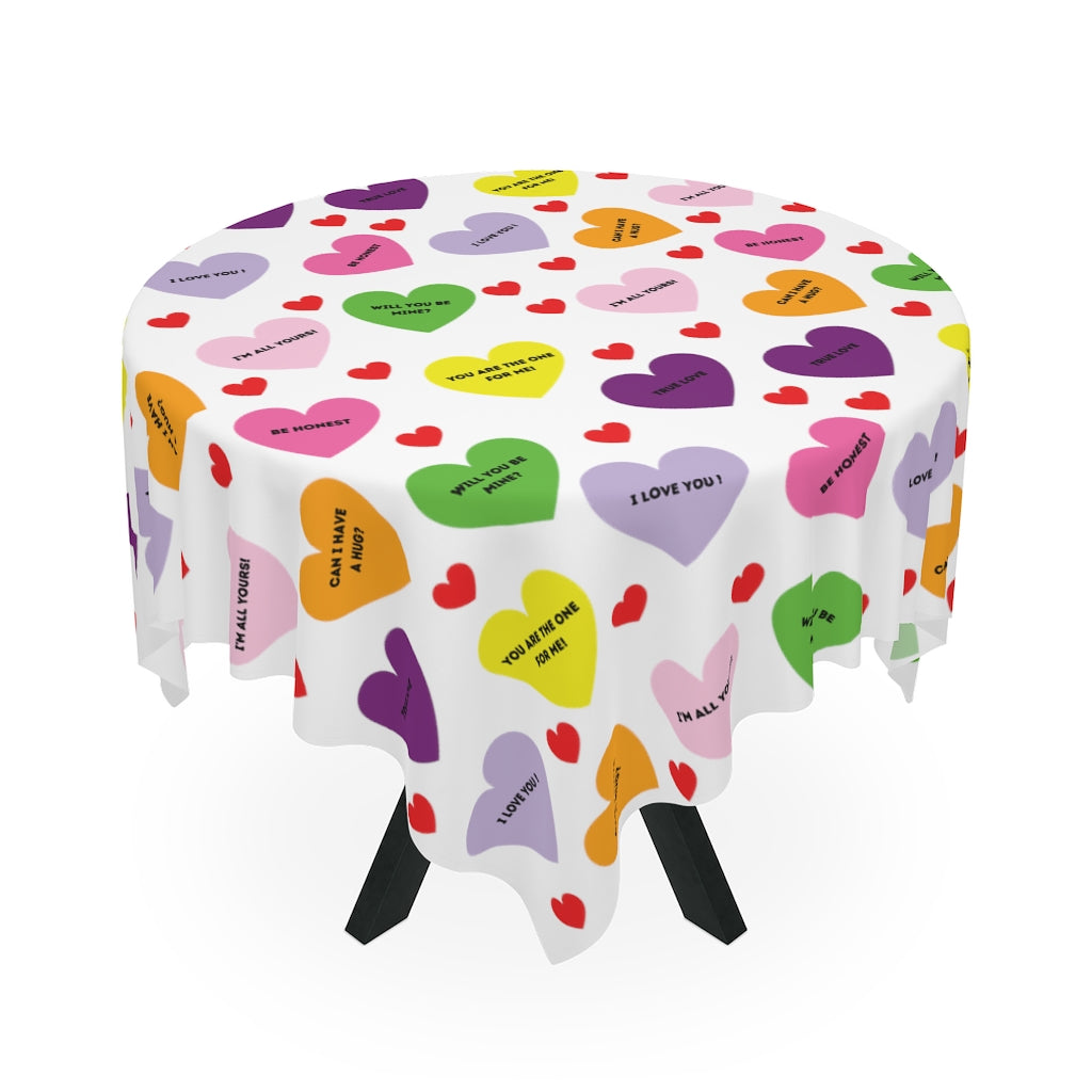 Valentine's Sweet Tart Hearts Table Cloth