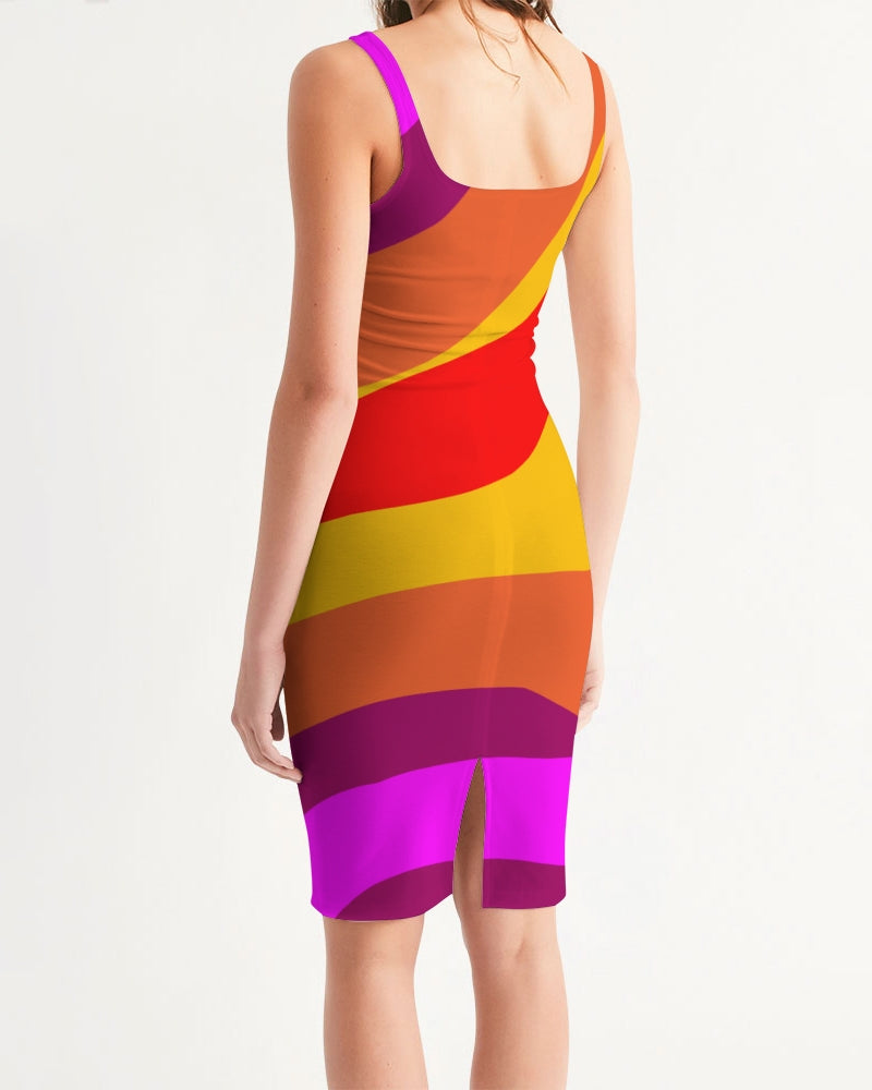 Bright Swirl Ladies Midi Bodycon Dress