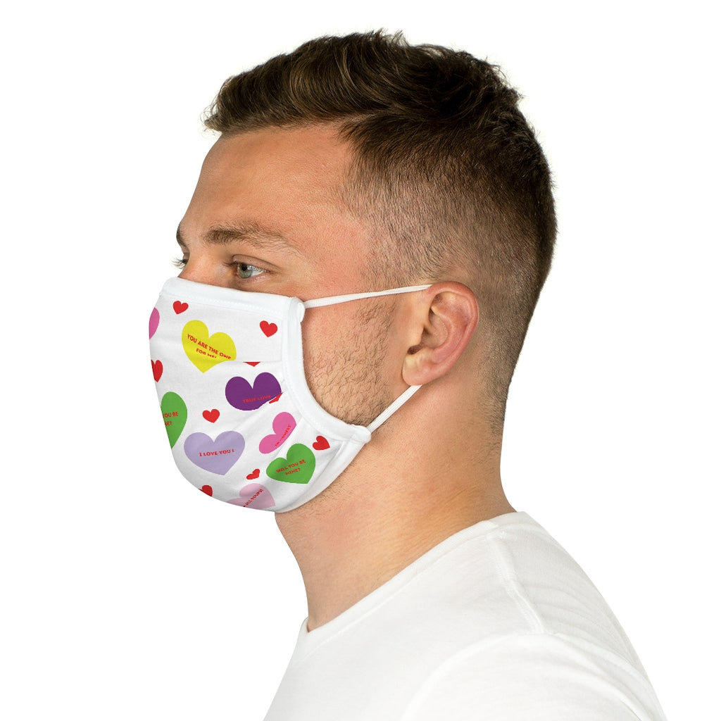 Valentine's Sweet Tart Hearts White Cotton Face Mask - 0