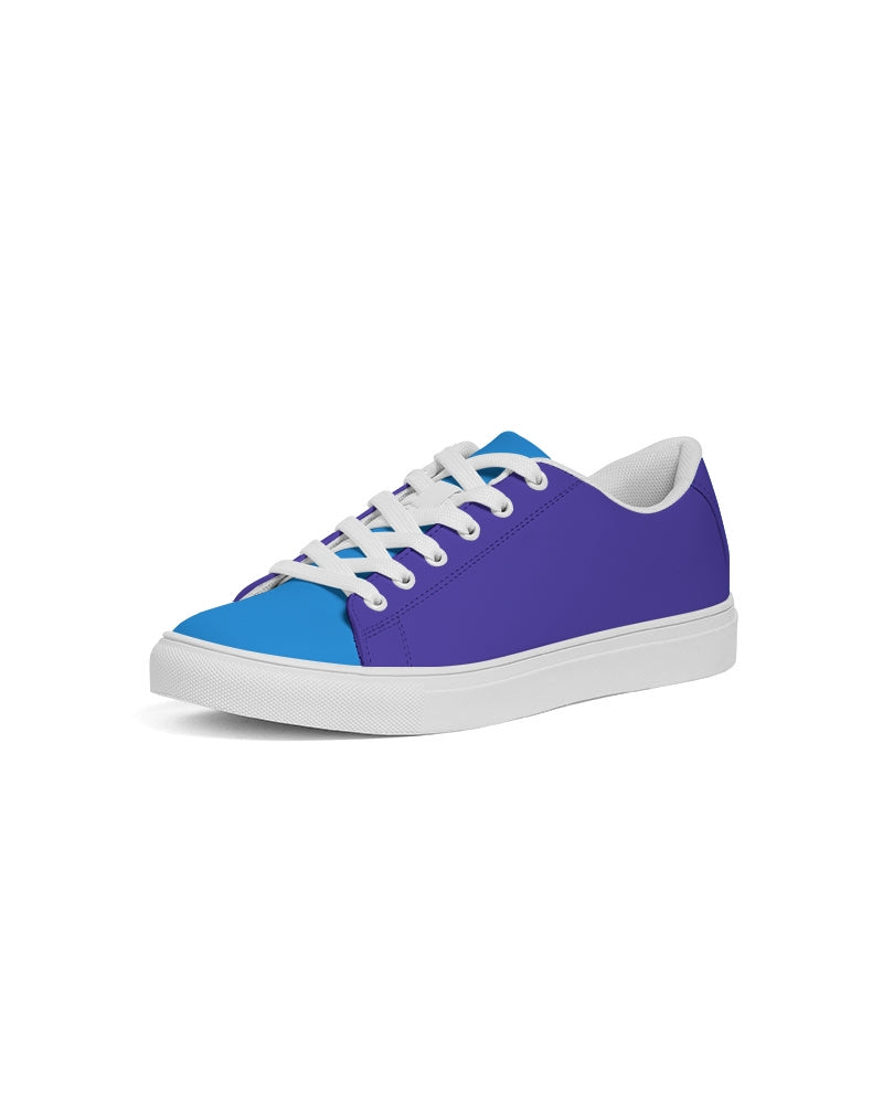 Blue Turqu Ladies Faux-Leather Sneakers