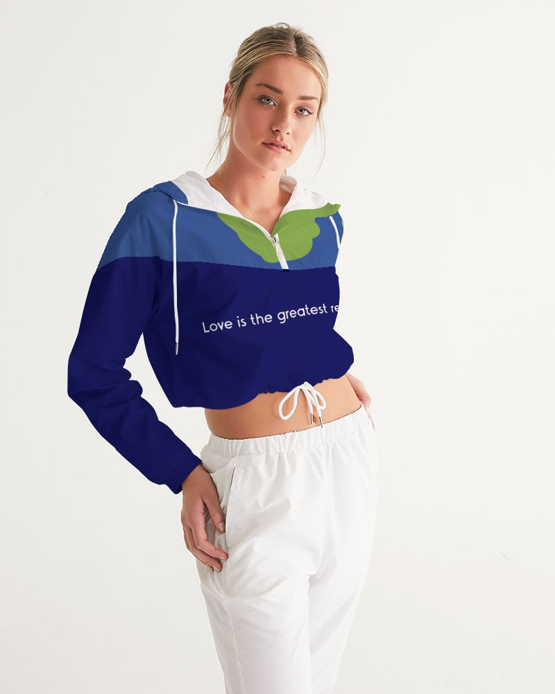 Love Is The Greatest Religion Ladies Cropped Windbreaker