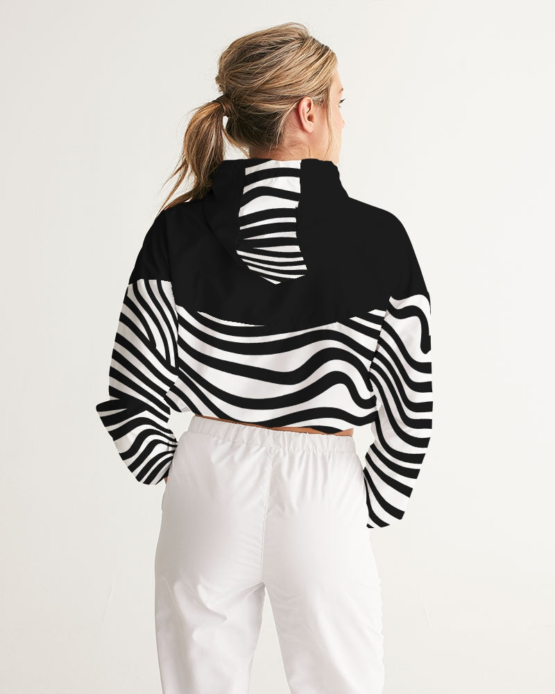 Zebra Print Ladies Cropped Windbreaker - 0