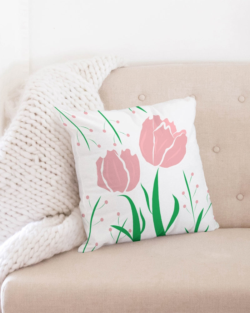 Peach Tulip Vine 18x18 Throw Pillow Case