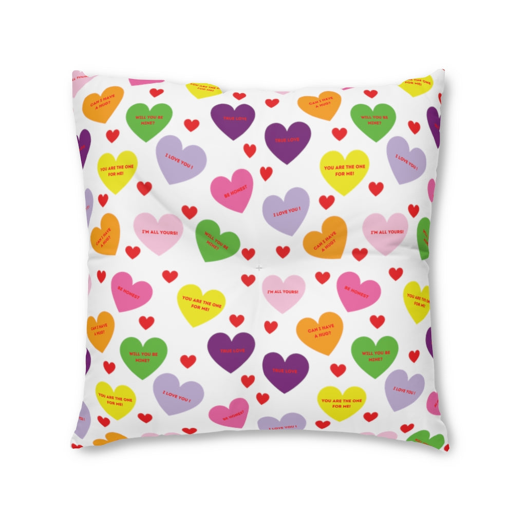 Sweet Tart Hearts Tufted Square Floor Pillow - 0