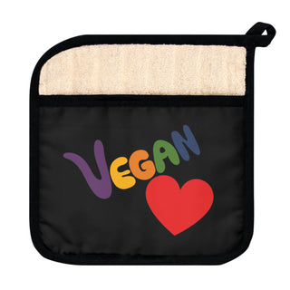 Vegan Heart Pot Holder with Pocket