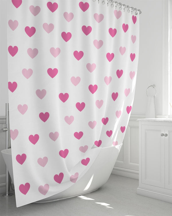 Pink Hearts Shower Curtain