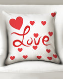 Valentine's Red Hearts LOVE 20x20 Throw Pillow Case