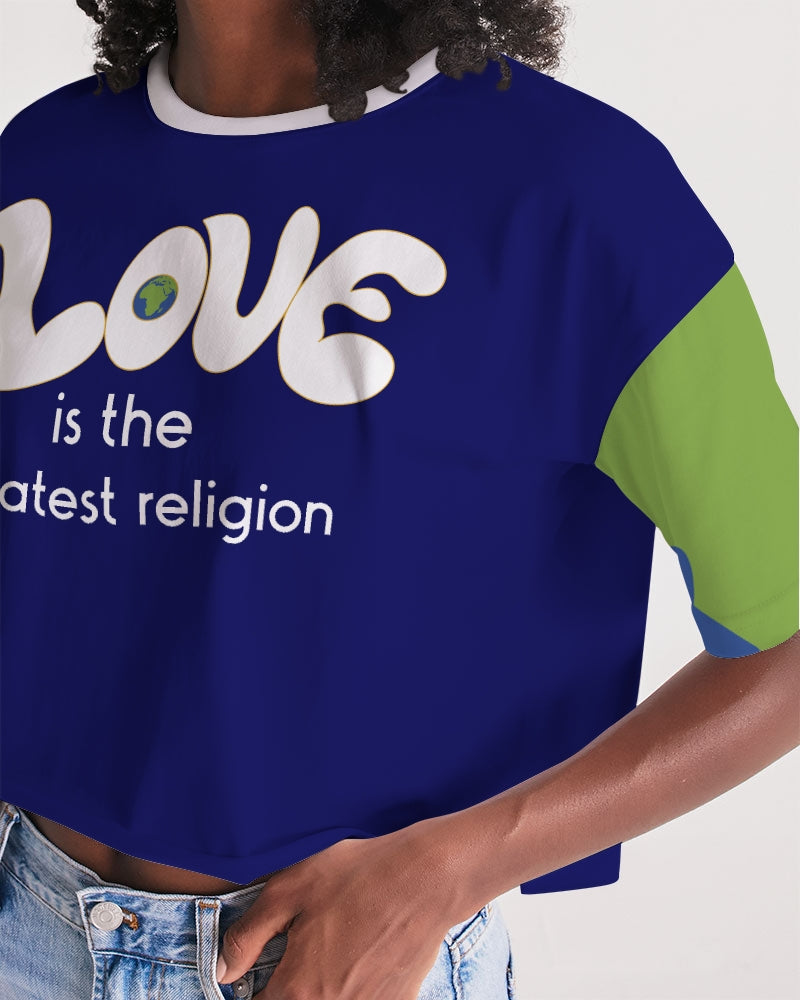 Love Is The Greatest Religion Ladies Lounge Cropped Tee