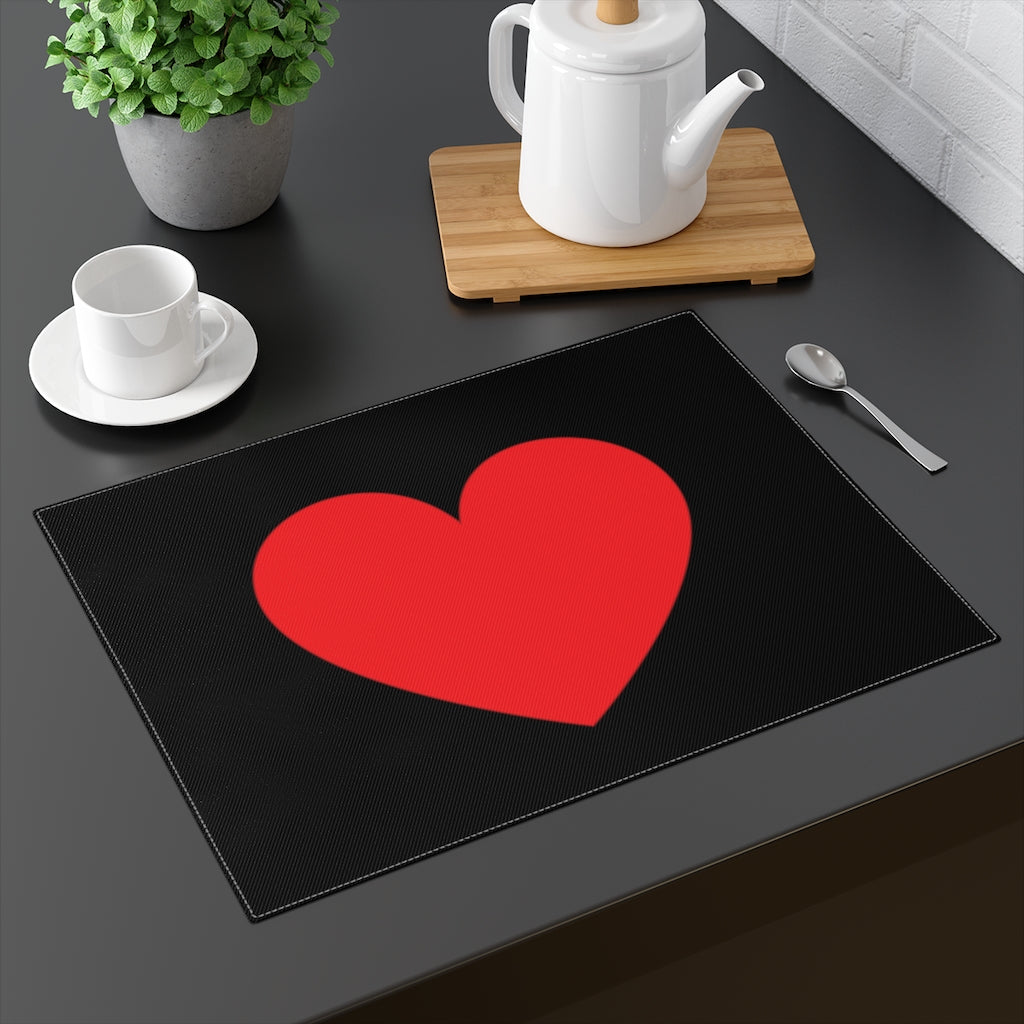 Big Red Heart Black Placemat - 0