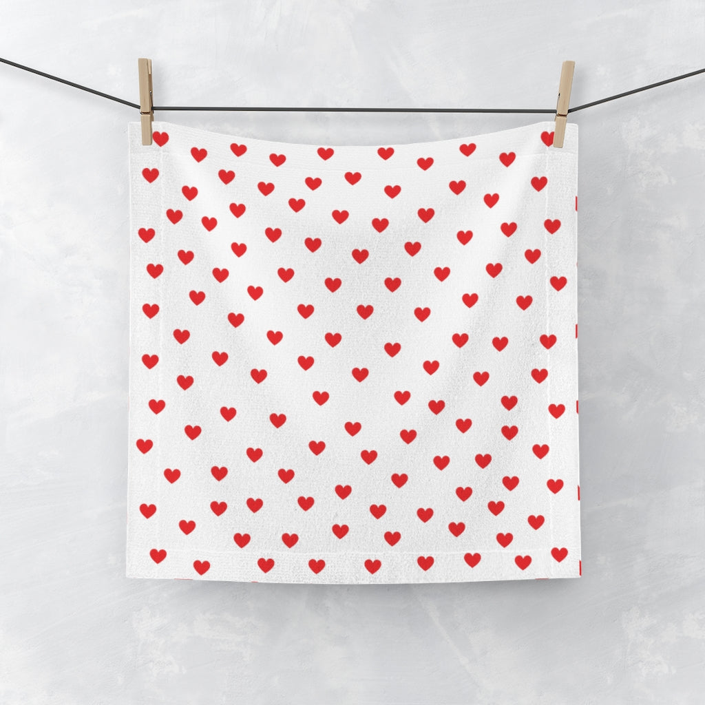 Valentine's Red Hearts Face Towel - 0