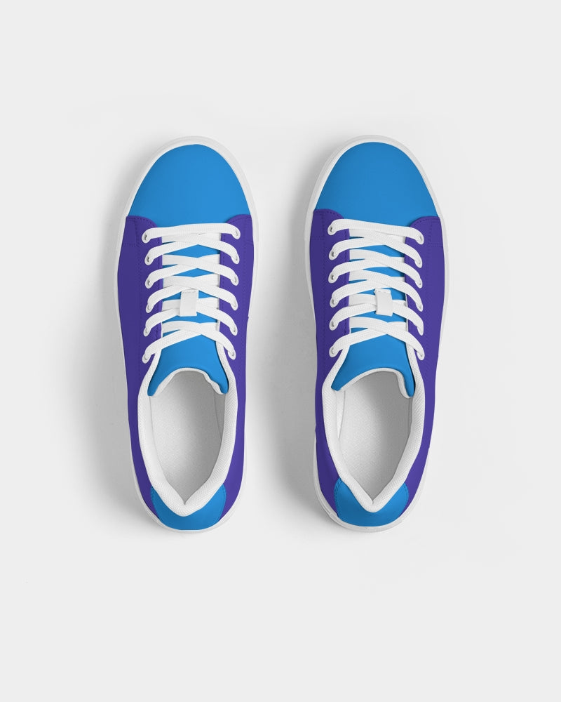 Blue Turqu Ladies Faux-Leather Sneakers