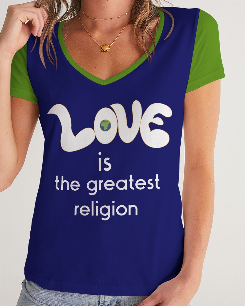 Love Is The Greatest Religion Ladies V-Neck Tee