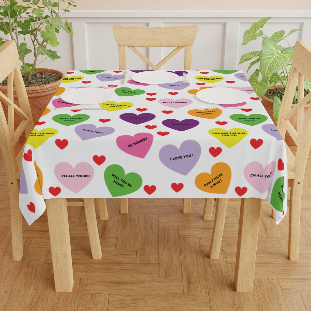 Valentine's Sweet Tart Hearts Table Cloth