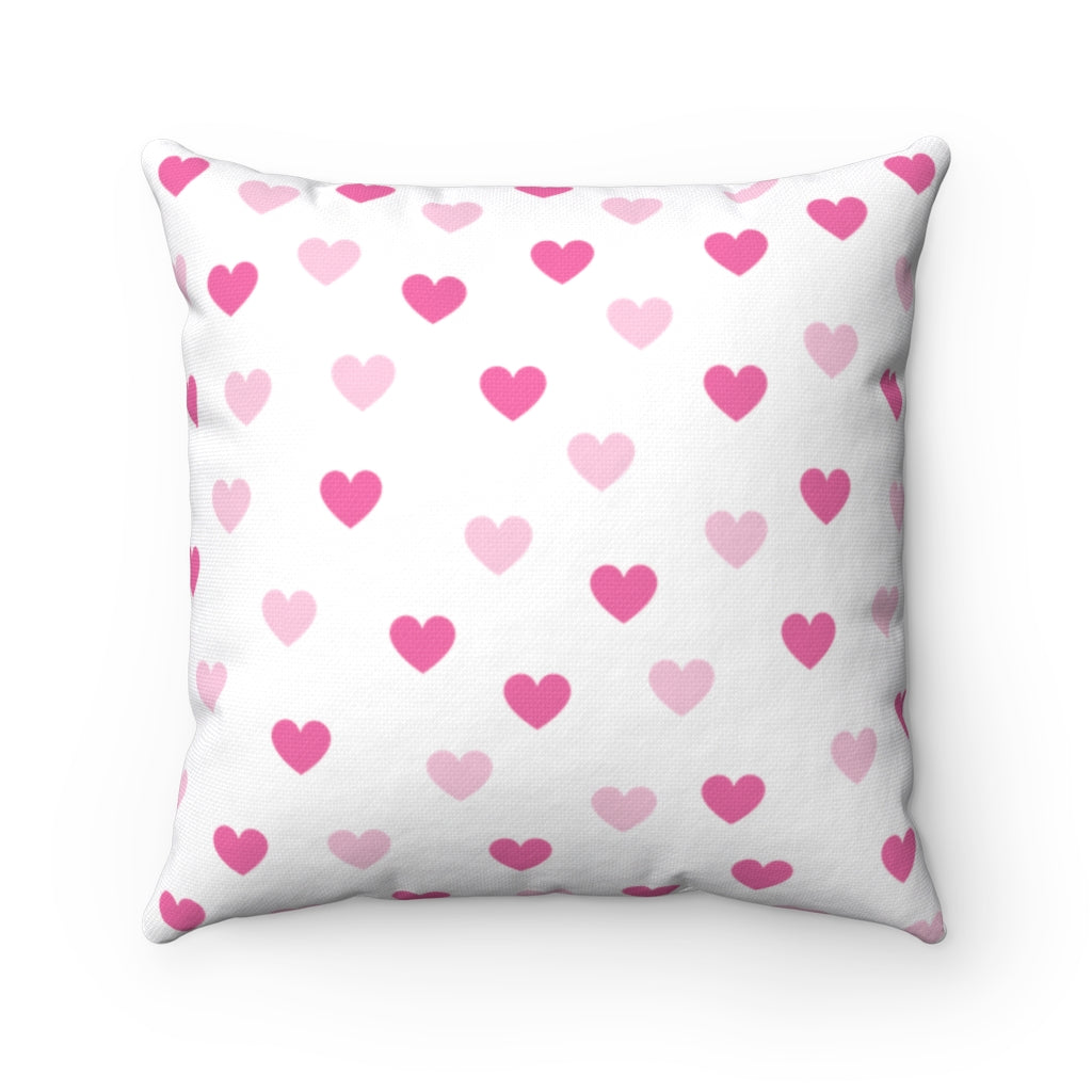 Pink Hearts Spun Polyester Square Pillow