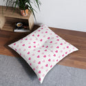 Pink Hearts Tufted Square Floor Pillow