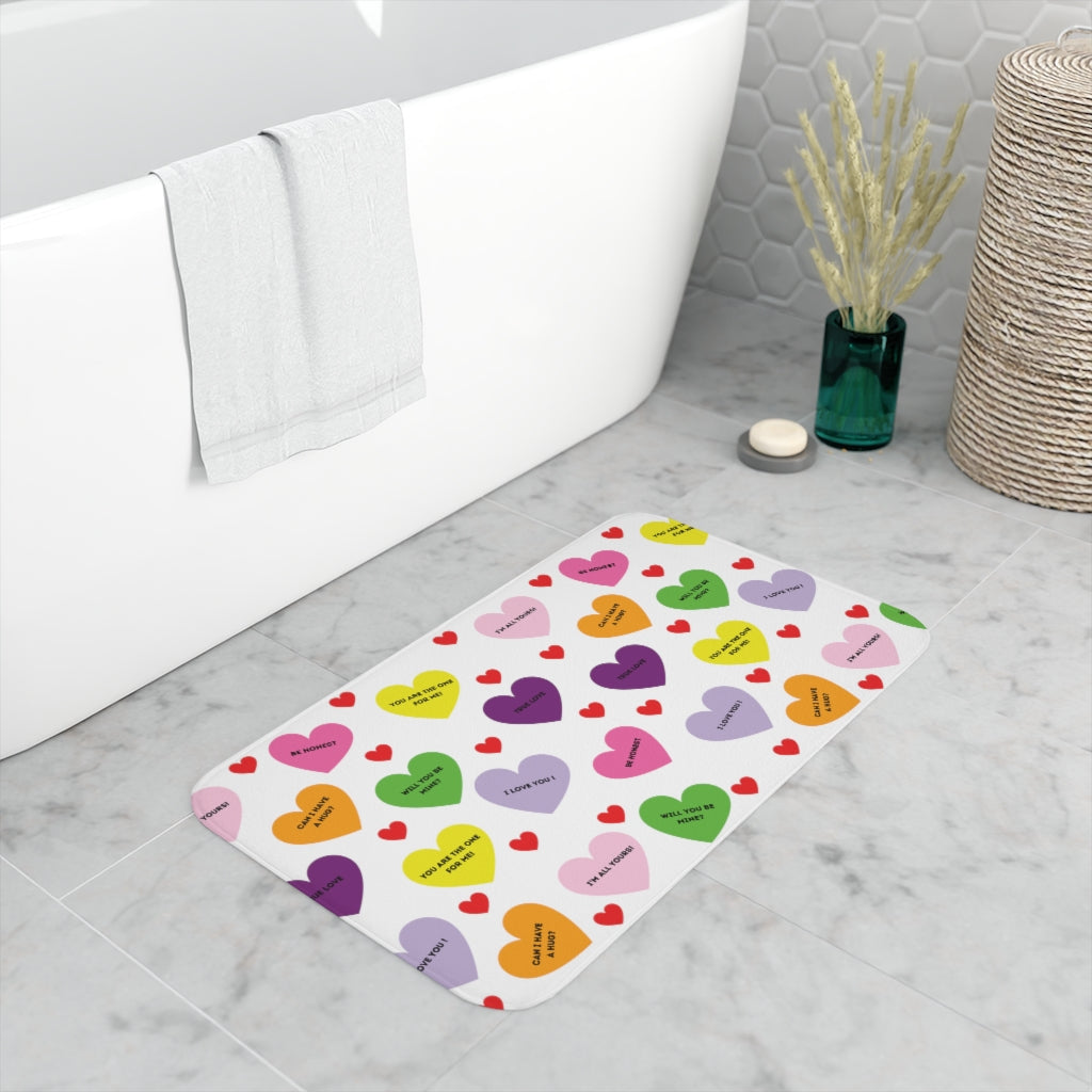 Sweet Tart Hearts Memory Foam Bath Mat