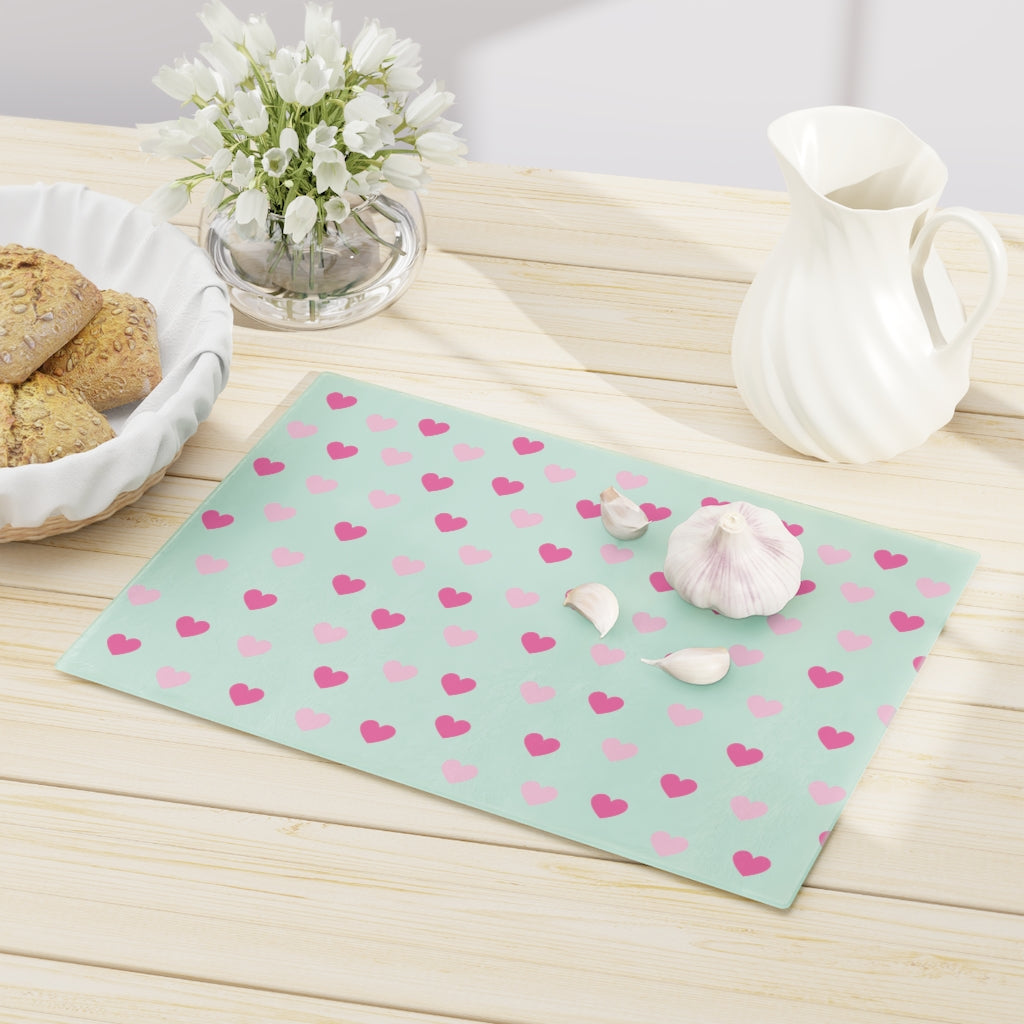 Pink Hearts Cutting Board