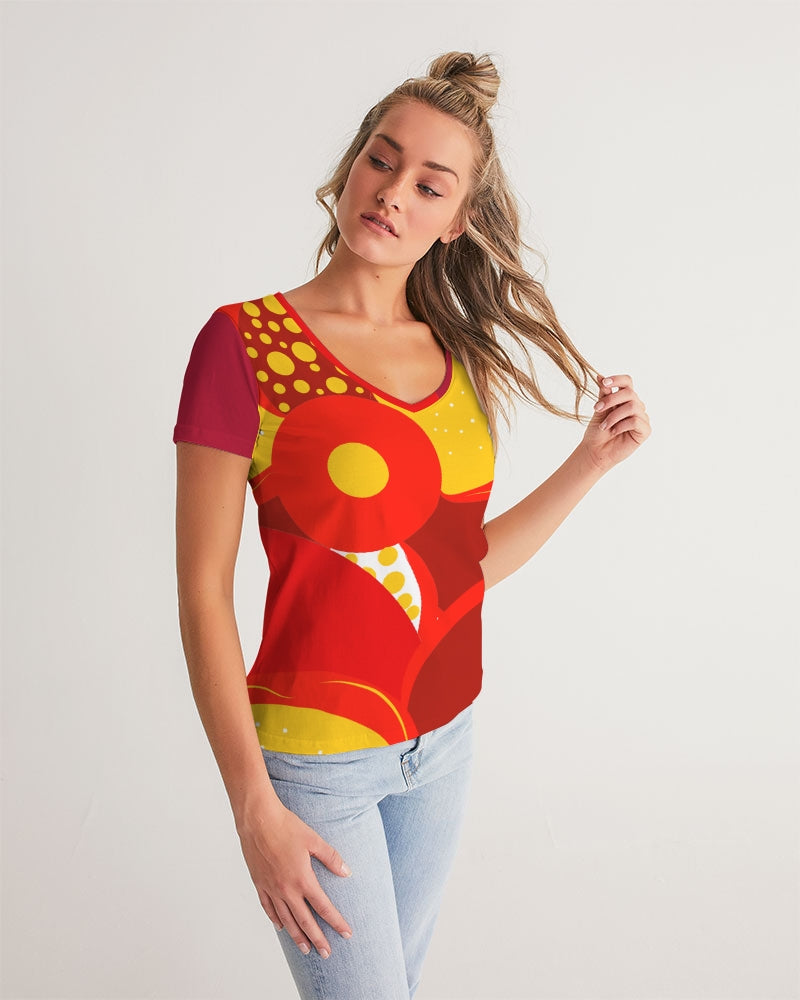 Fire Flower Ladies V-Neck Tee