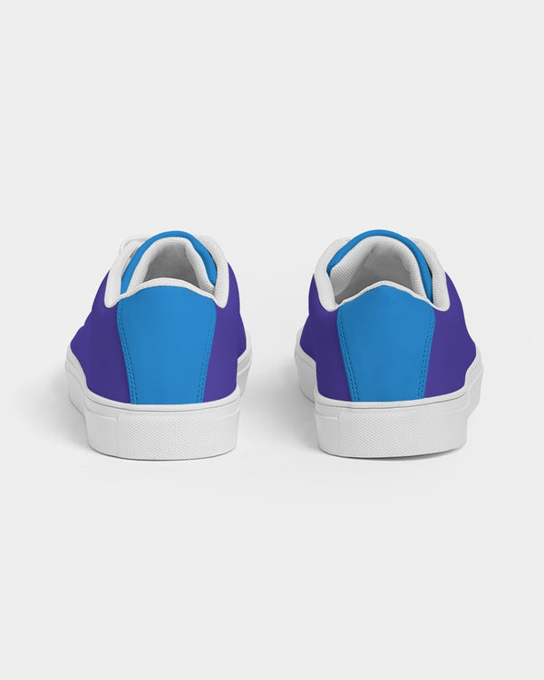 Blue Turqu Ladies Faux-Leather Sneakers