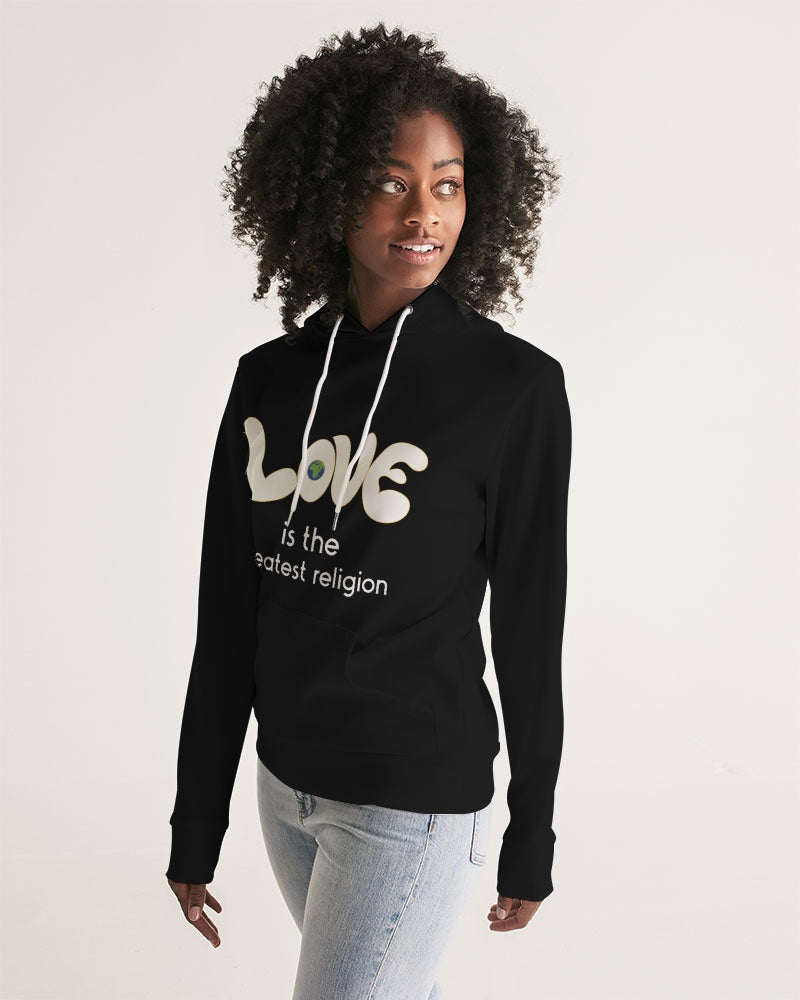 Love Is The Greatest Religion Ladies Hoodie (QR CODE ON BACK FOR BRAND SUPPORTERS)