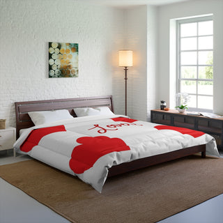 V-DAY Lovers Big Red Heart Cozy White Comforter