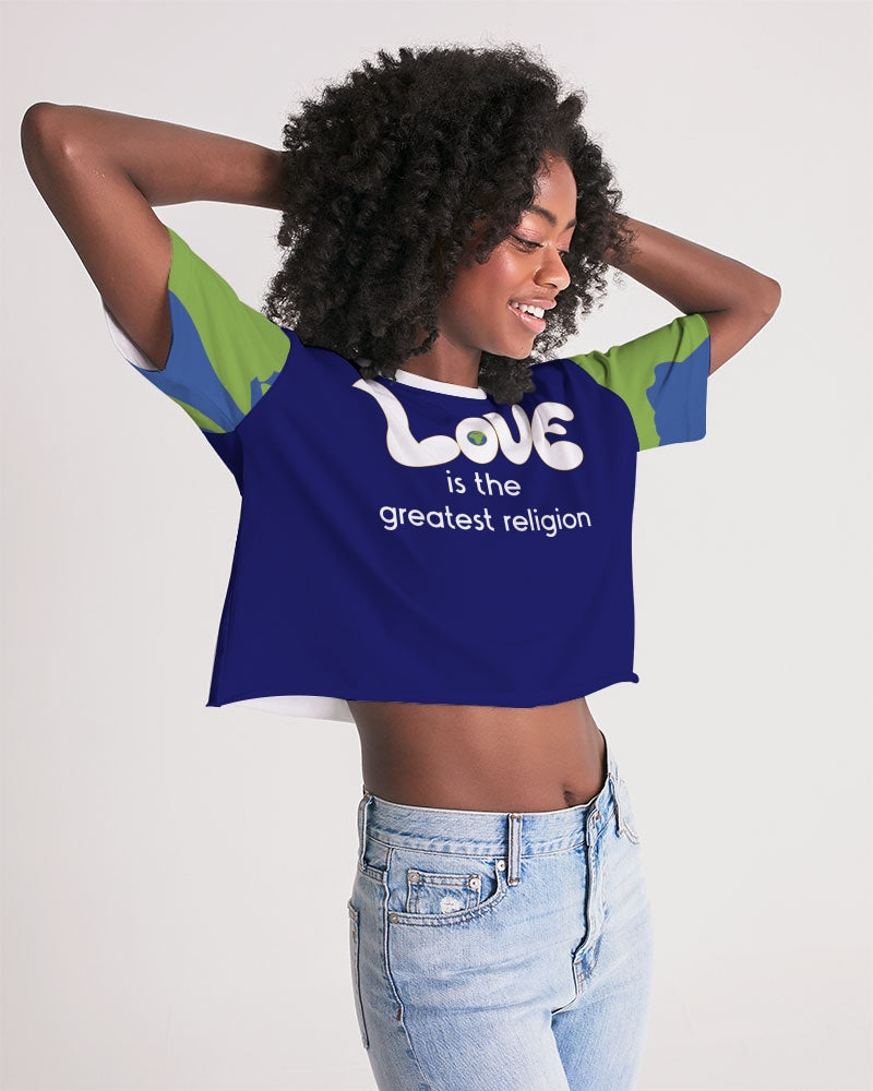 Love Is The Greatest Religion Ladies Lounge Cropped Tee